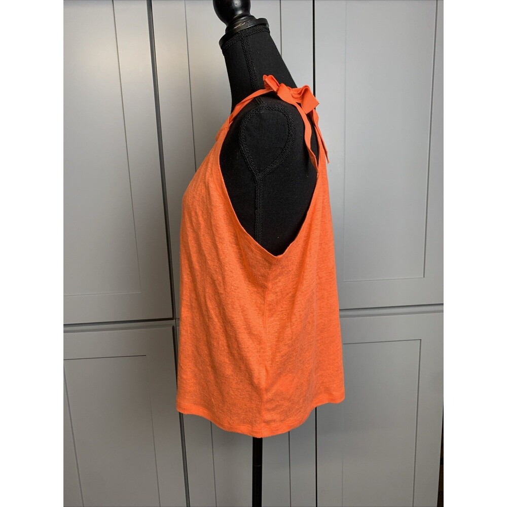 J.CREW Orange Linen Blend Tie Shoulder Halter Tank Top Medium NWT - Picture 5 of 10